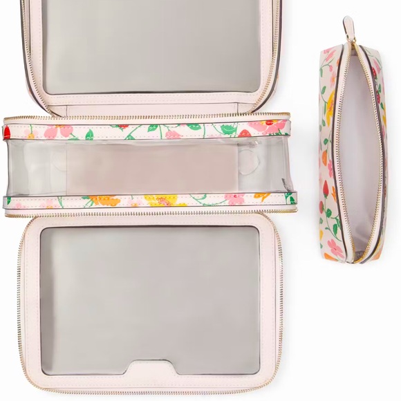 Kate Spade Set of 2 Cosmetic Case Madison Strawberry Garden Travel Toiletry NWT - Picture 2 of 8